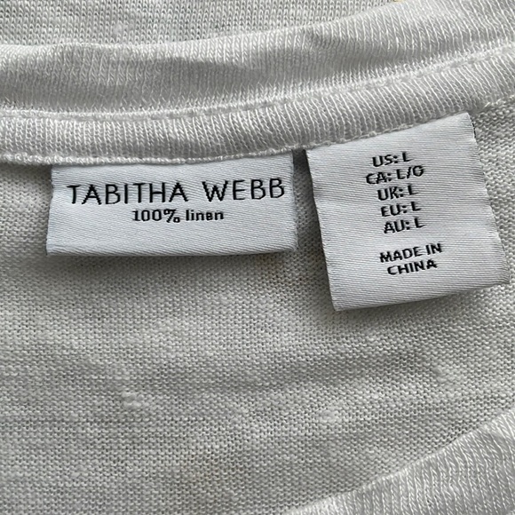 Tabitha Webb white linen t shirt with gold bee print, size L - Picture 3 of 6